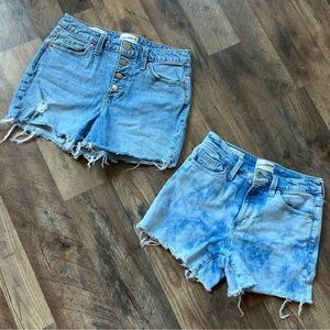 Universal Thread lot of 2 Denim Shorts Frayed Hem vintage & high rise midi sz 0